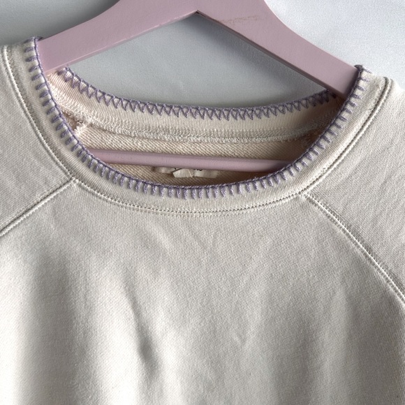 Madewell Stitched Trim Sweatshirt | Ivory with accent hem, cuffs & neckline | M - Picture 6 of 12